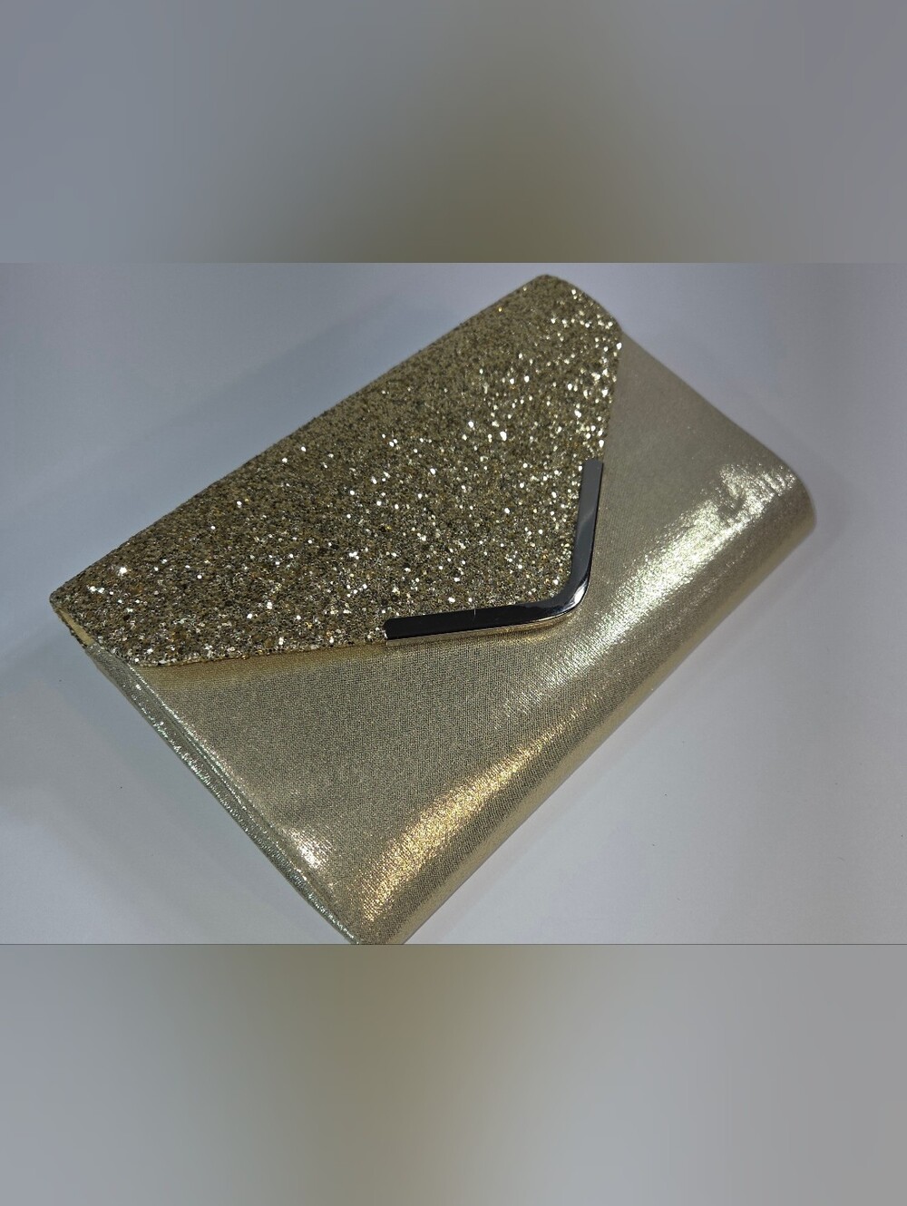Gold Glitter Envelope Clutch Wristlet